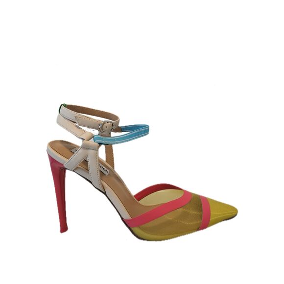 NWOT Steve Madden AFORD Yellow Multicolor Mesh Toe Stiletto Ankle Strap Heel, 7 - Picture 6 of 15